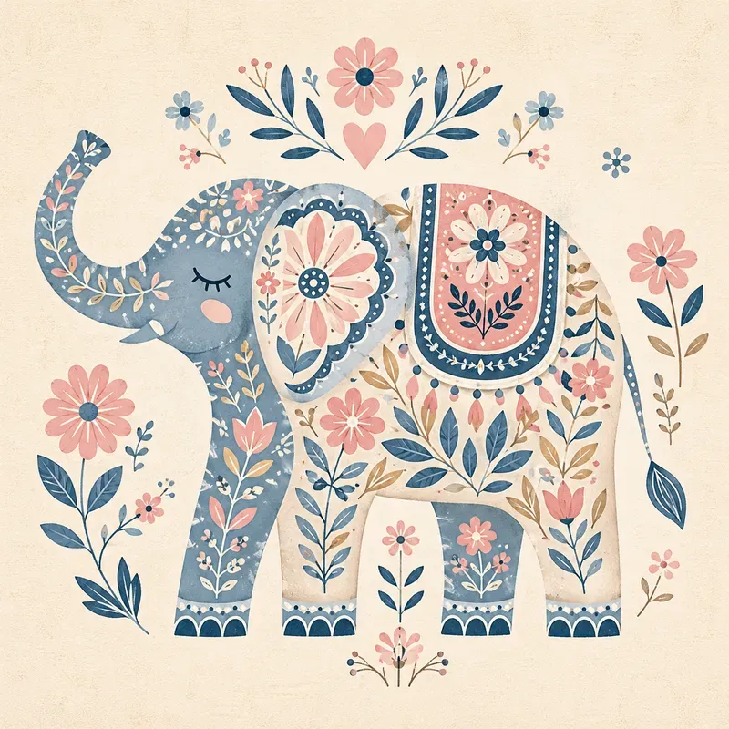 Folk Floral Animal Art