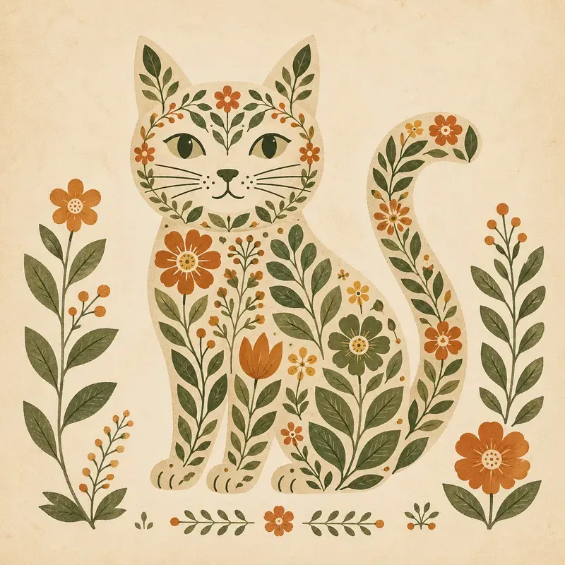 Folk Floral Animal Art
