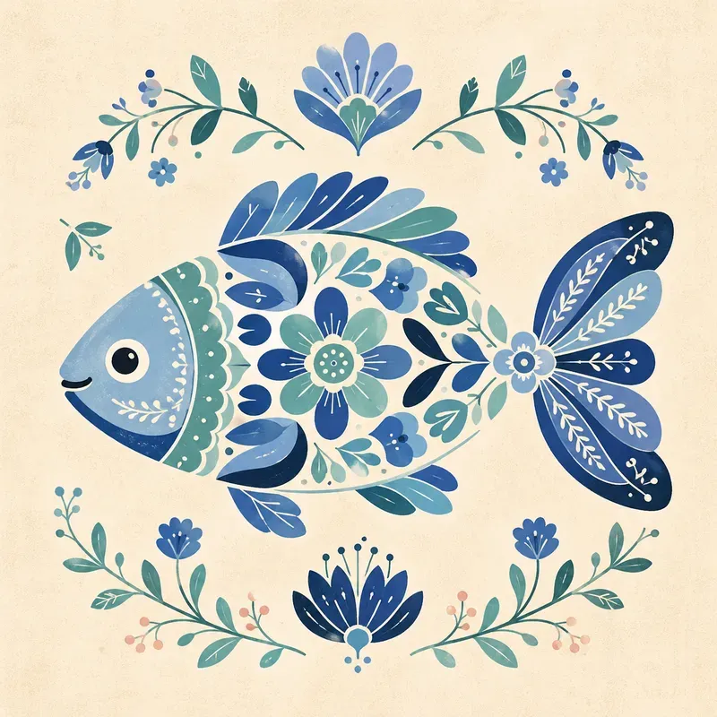 Folk Floral Animal Art