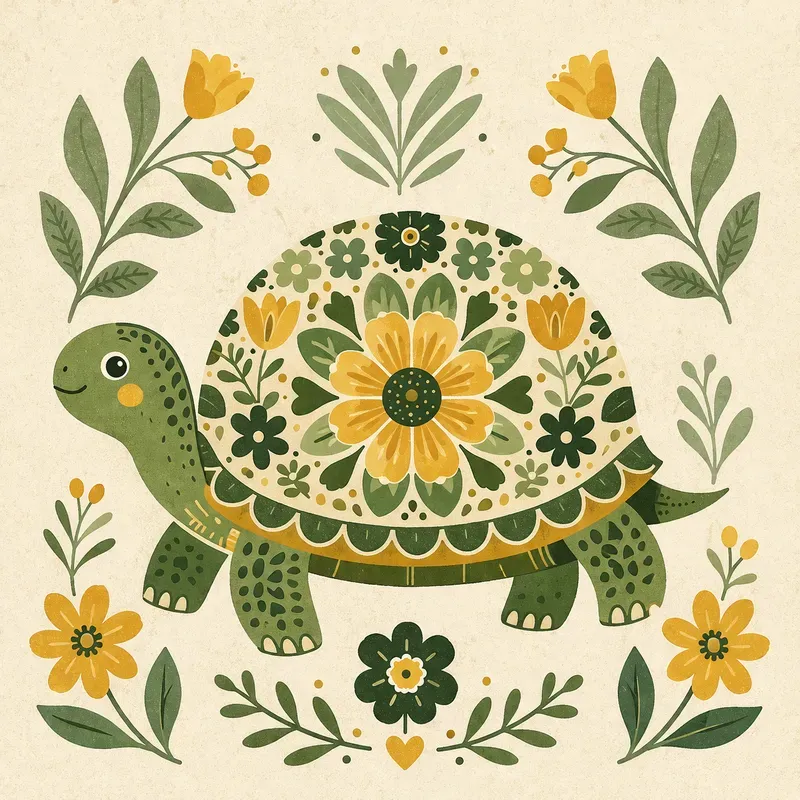 Folk Floral Animal Art