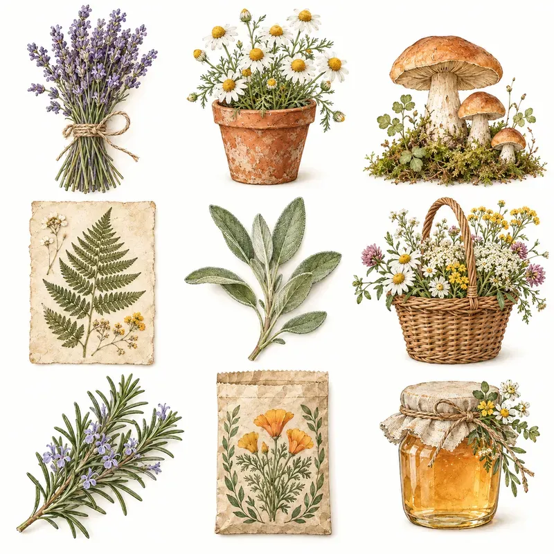 Cottagecore Botanical Clipart Sets