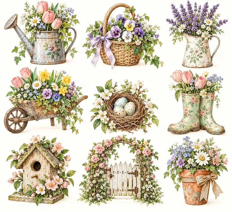 Cottagecore Botanical Clipart Sets