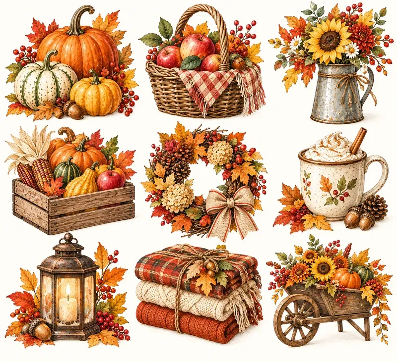 Cottagecore Botanical Clipart Sets