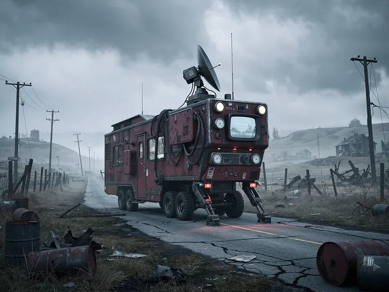 Retro Futuristic Scifi Scenes Giant Mechs