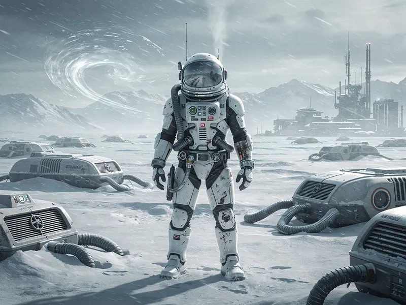 Retro Futuristic Scifi Scenes Giant Mechs