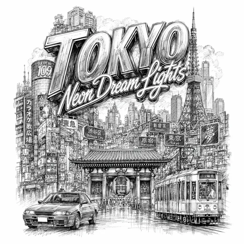 Black White City Sketch Art