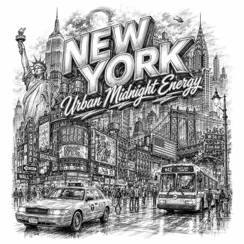 Black White City Sketch Art