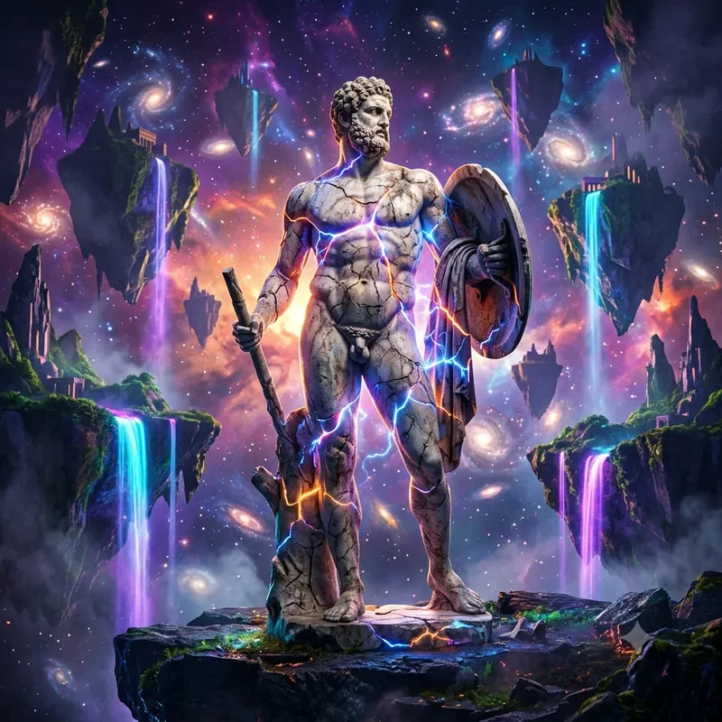 Neon Fractured Mythic Statues