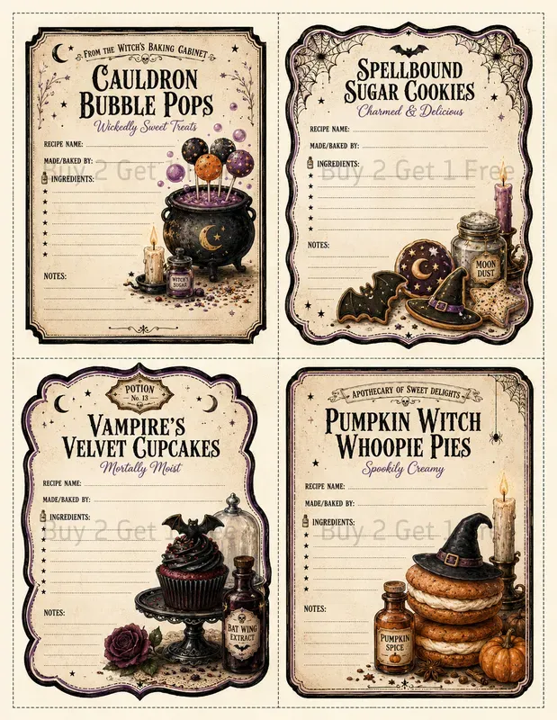 Printable Recipe Card Sheet Junk Journals