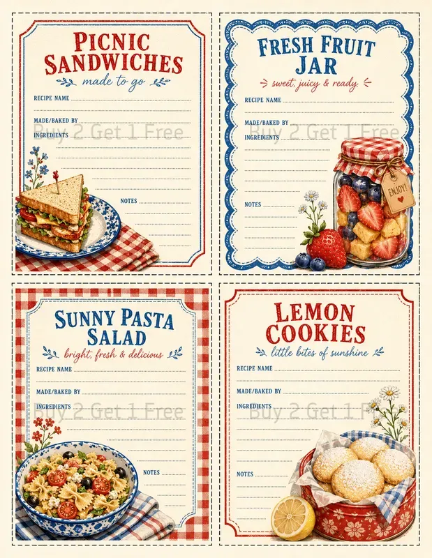 Printable Recipe Card Sheet Junk Journals
