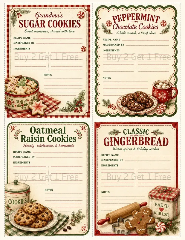 Printable Recipe Card Sheet Junk Journals
