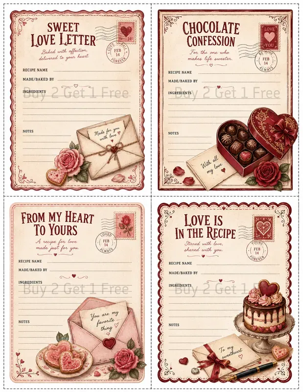 Printable Recipe Card Sheet Junk Journals