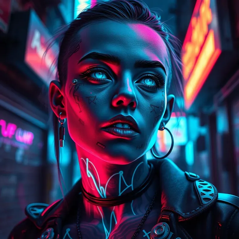 Neon Cyberpunk Digital Portraits