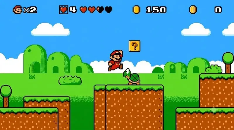 Retro 8bit Game Scene Pixel Art