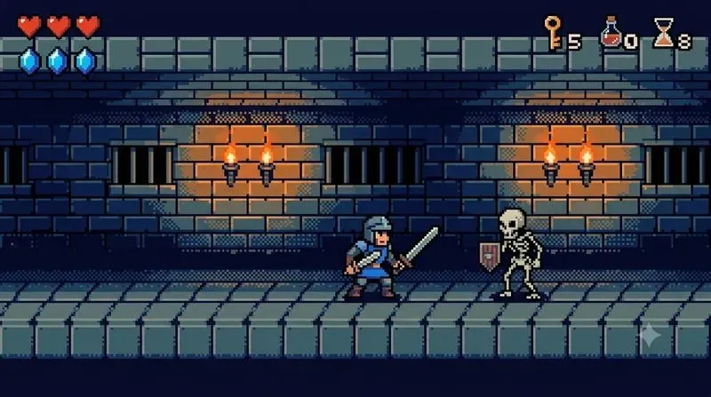 Retro 8bit Game Scene Pixel Art