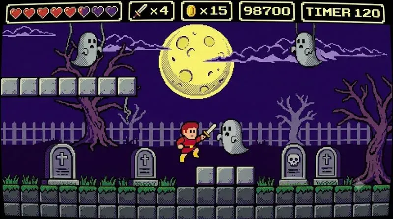 Retro 8bit Game Scene Pixel Art