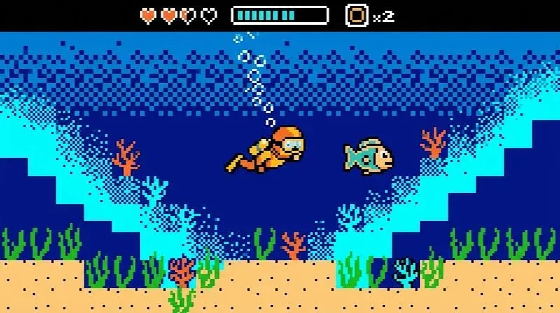 Retro 8bit Game Scene Pixel Art