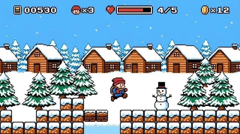 Retro 8bit Game Scene Pixel Art