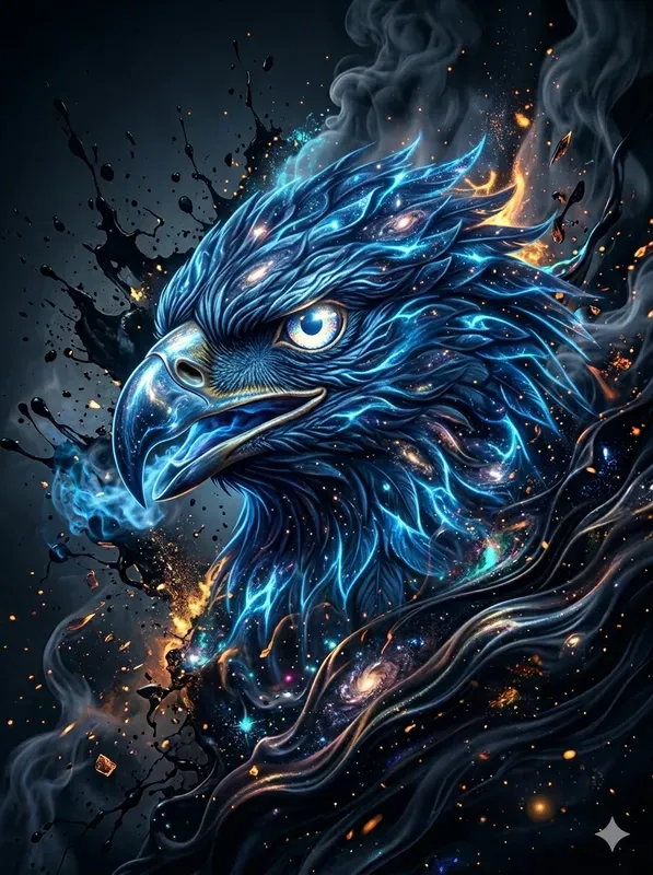 3D Cosmic Dark Ink Ember Art