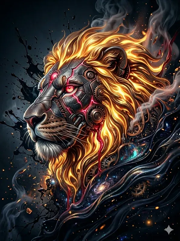 3D Cosmic Dark Ink Ember Art
