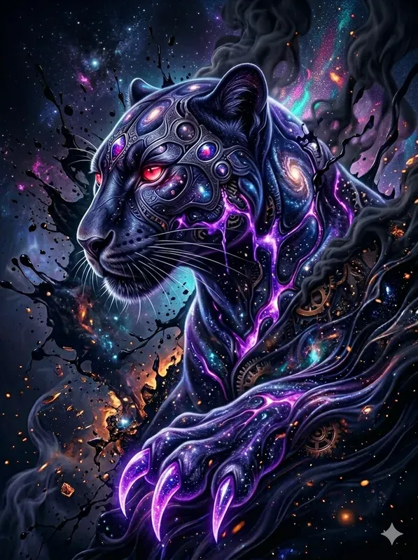 3D Cosmic Dark Ink Ember Art