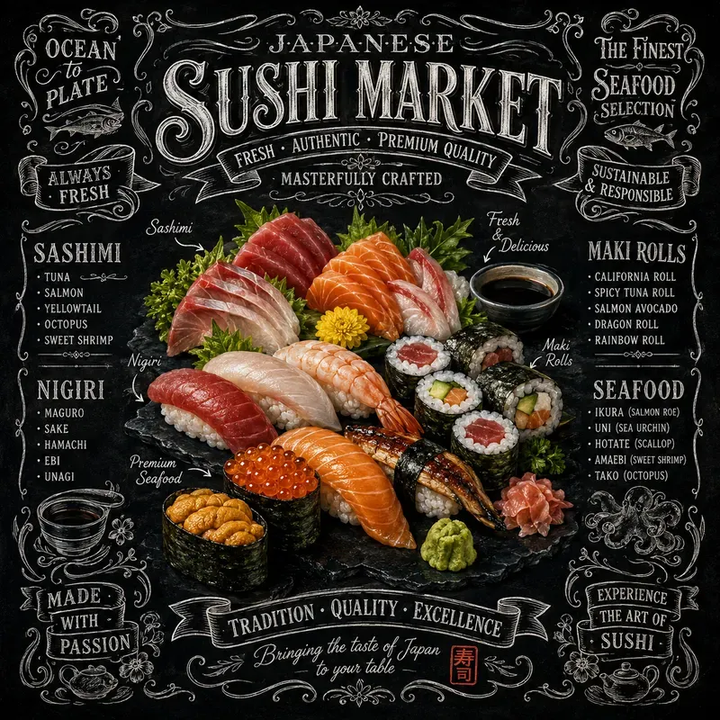 Vintage Chalkboard Food Market Posters