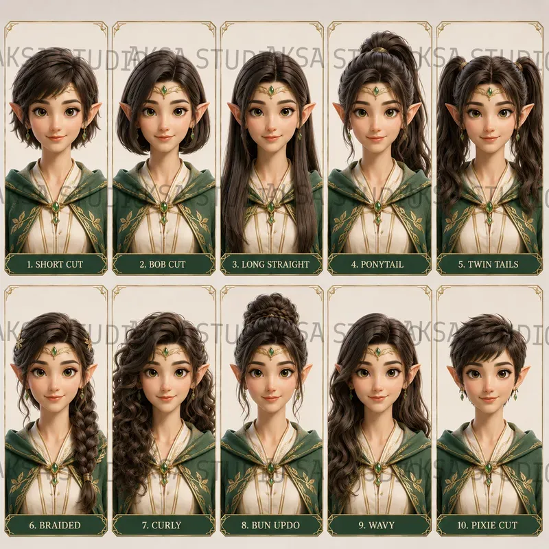 3D Character Hairstyle Sheets