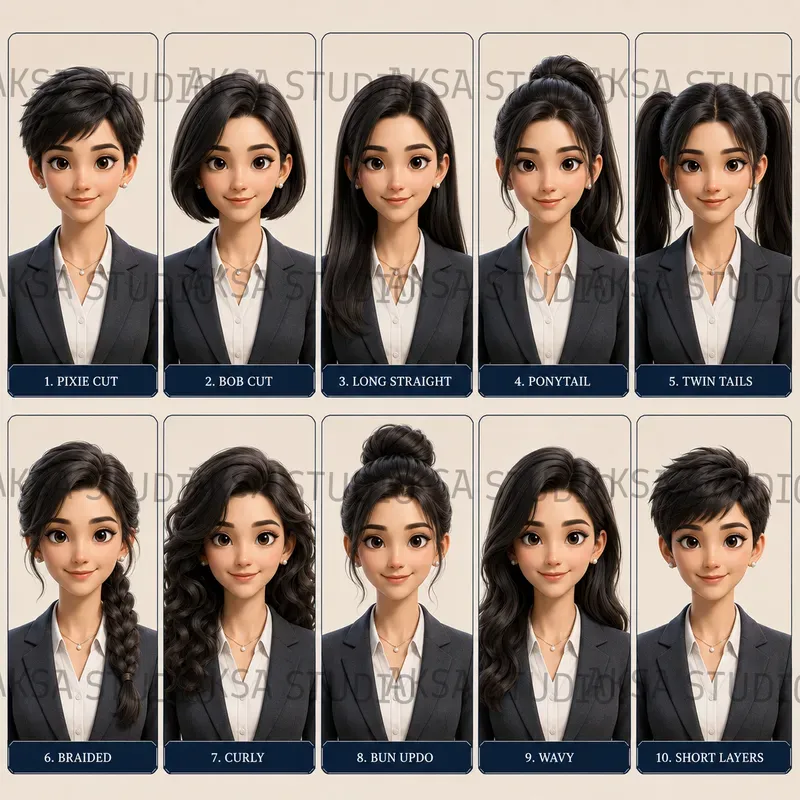 3D Character Hairstyle Sheets