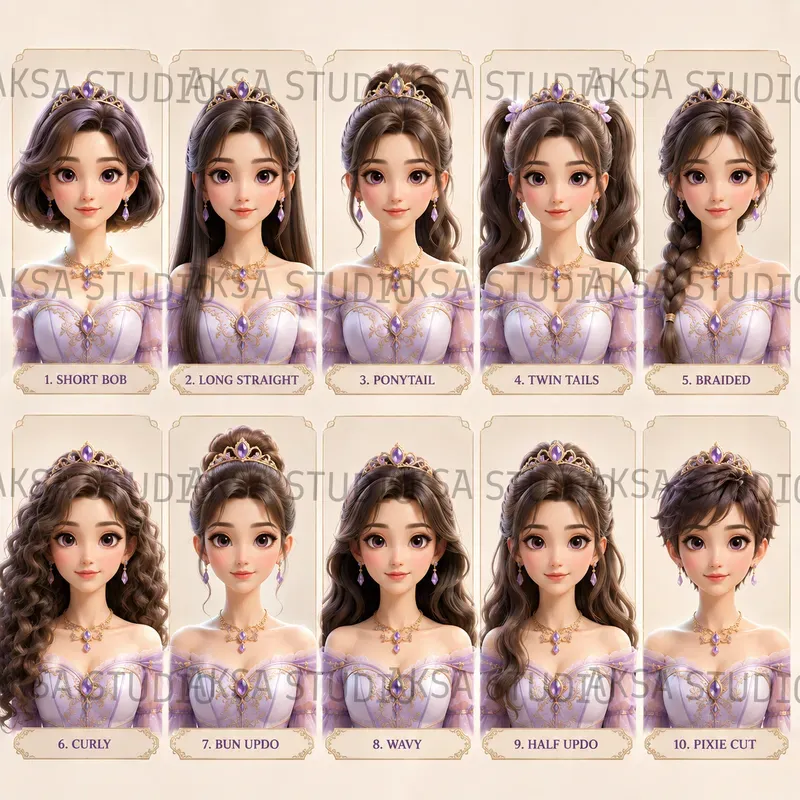 3D Character Hairstyle Sheets
