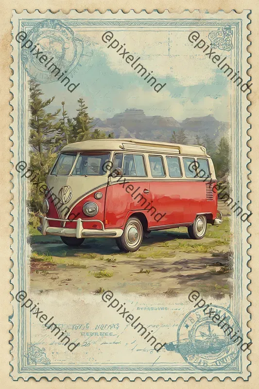 Vintage Gouache Postage Stamps
