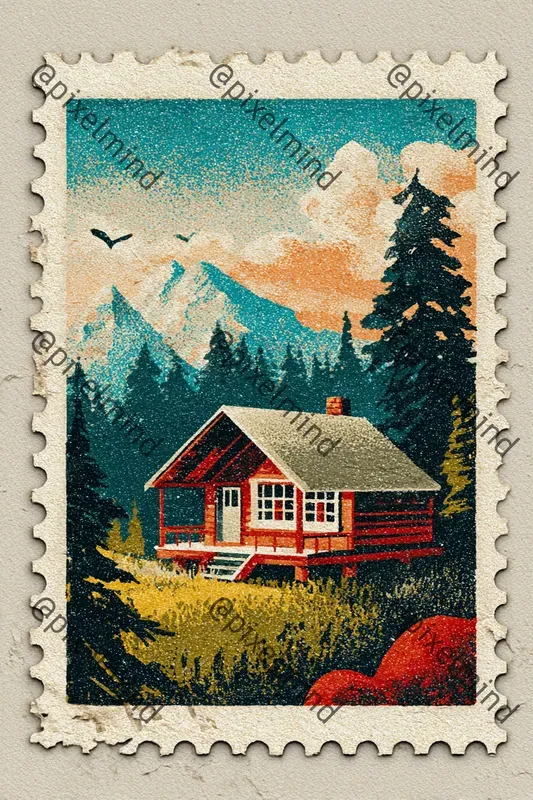 Vintage Gouache Postage Stamps