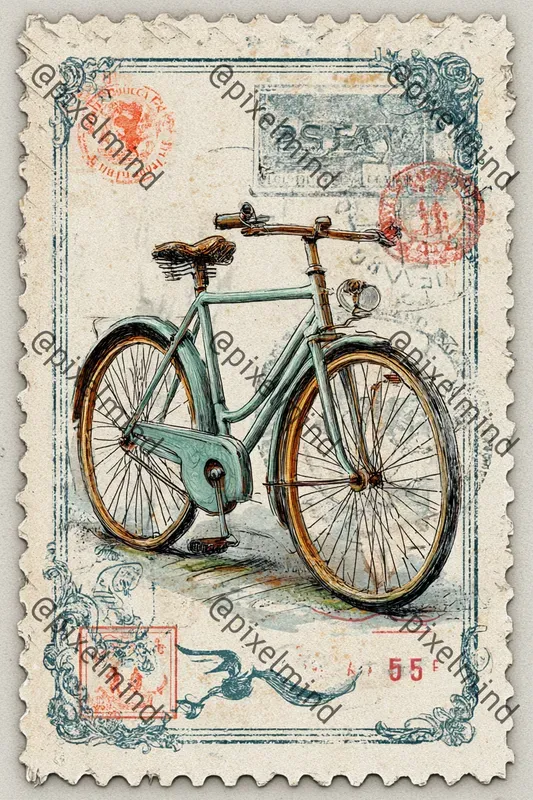 Vintage Gouache Postage Stamps