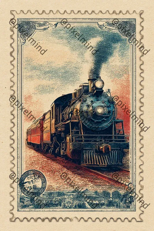 Vintage Gouache Postage Stamps