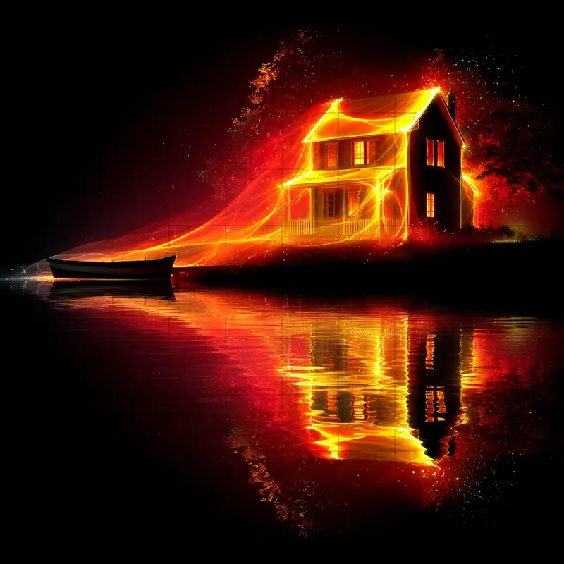 Neon Fire Glow Dark Fantasy Art