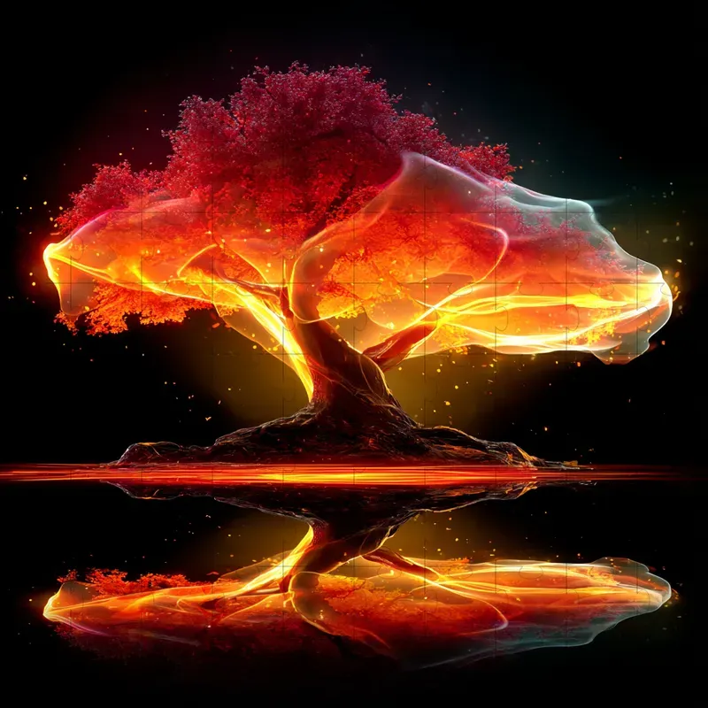 Neon Fire Glow Dark Fantasy Art