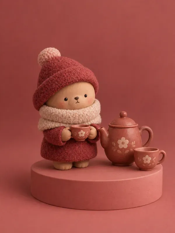 Minimalist Crimson Clay Figurines