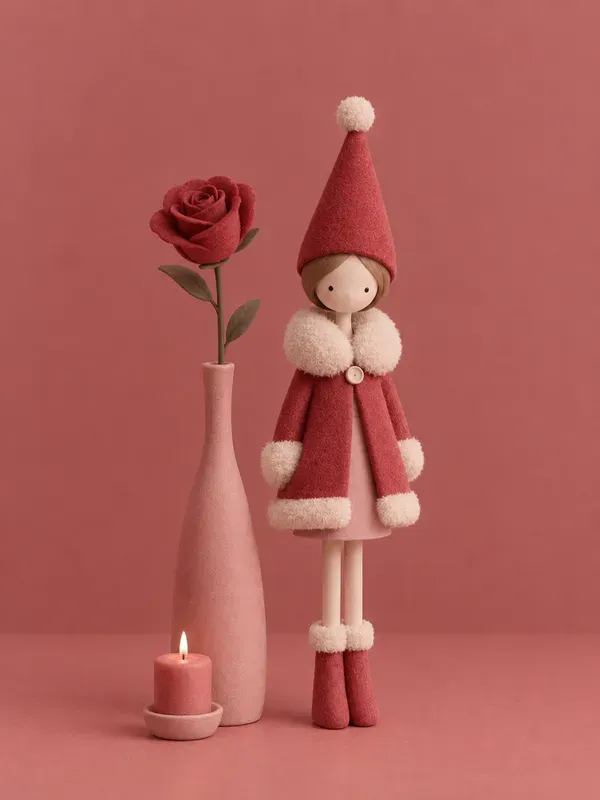 Minimalist Crimson Clay Figurines
