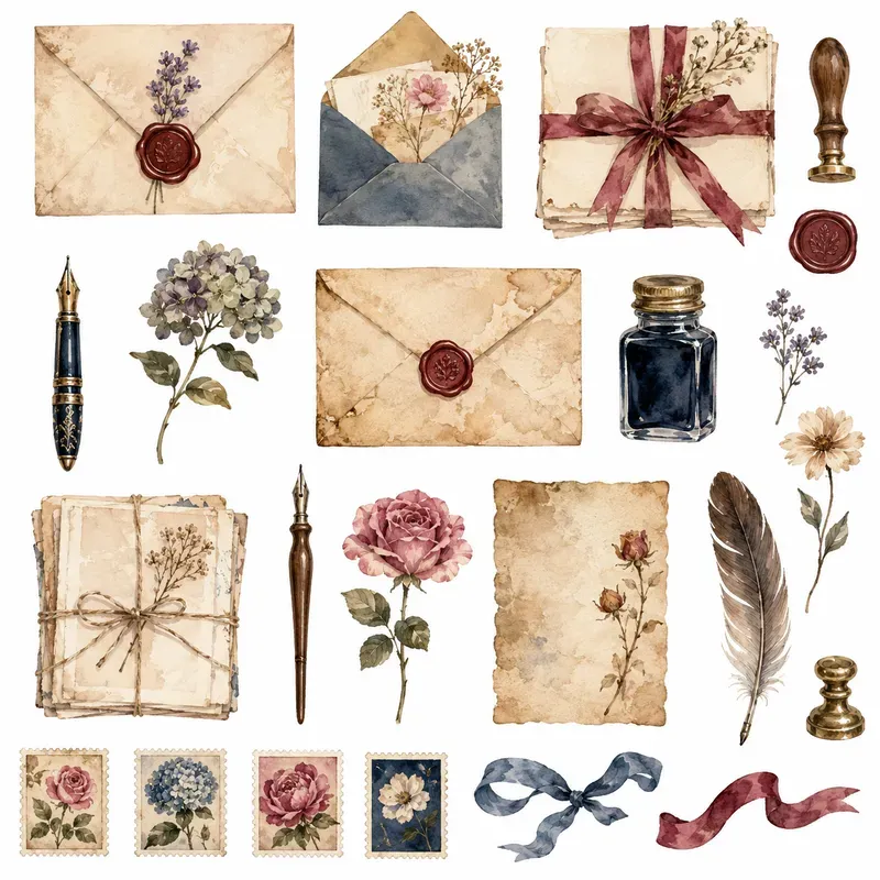 Vintage Watercolor Ephemera