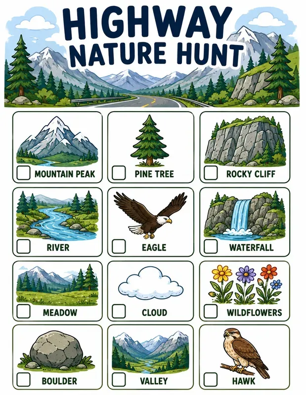 Kids Nature Highway Scavenger Hunts