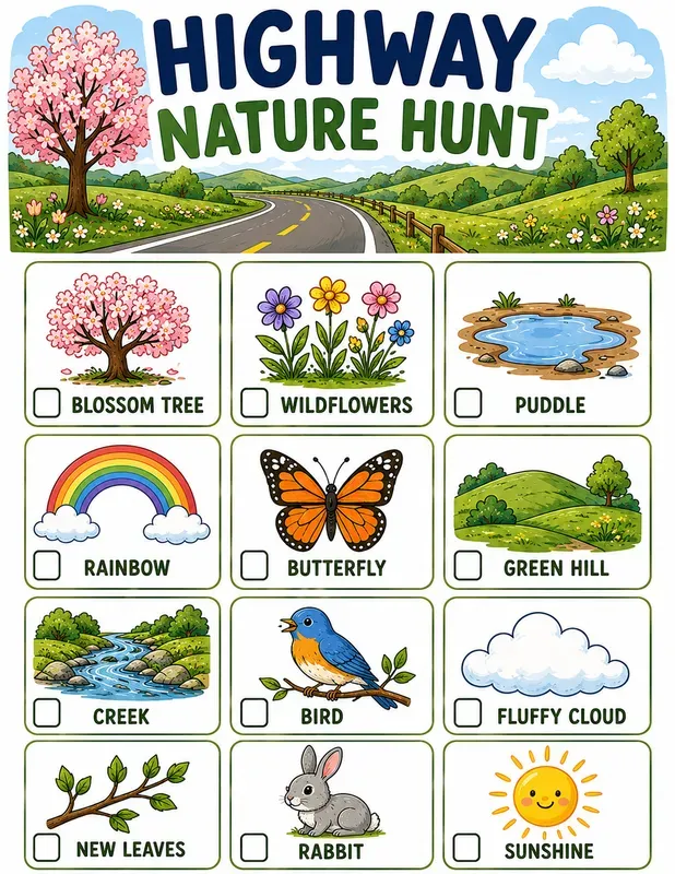 Kids Nature Highway Scavenger Hunts