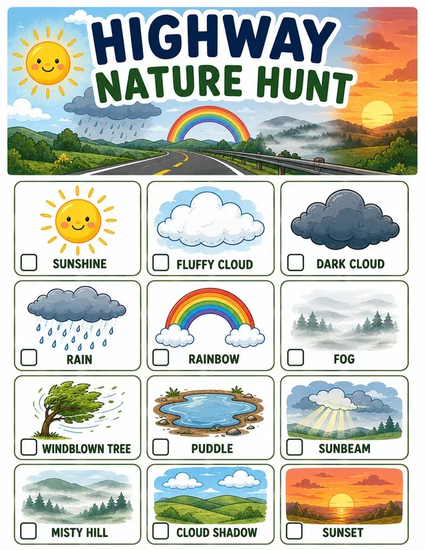 Kids Nature Highway Scavenger Hunts