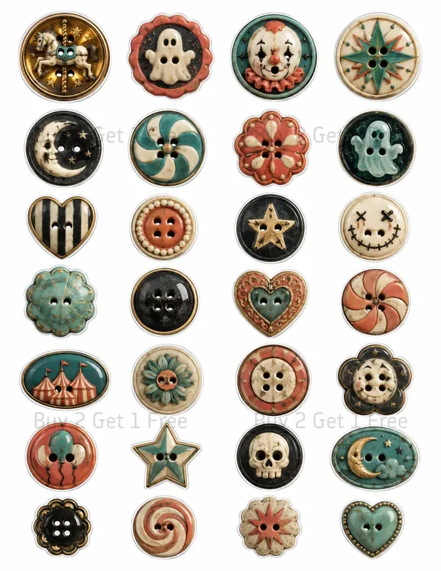 Button Fussycut Ephemera Sheets