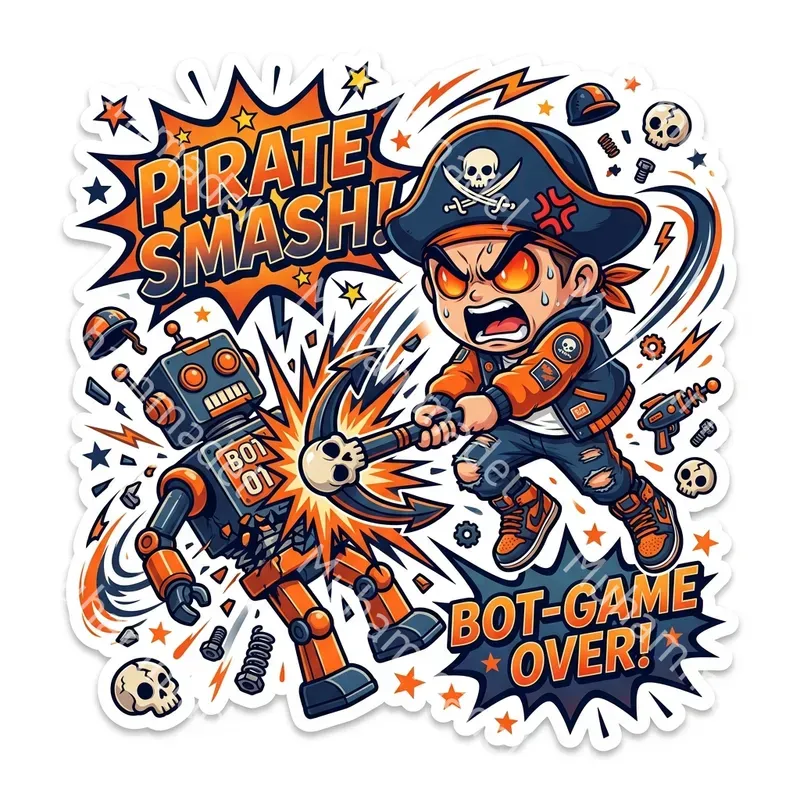 Angry Action Cartoon Sticker Generator