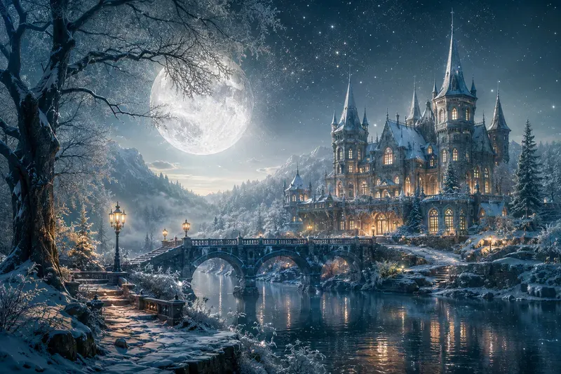 Enchanted Riverside Manor Dreamscape Art