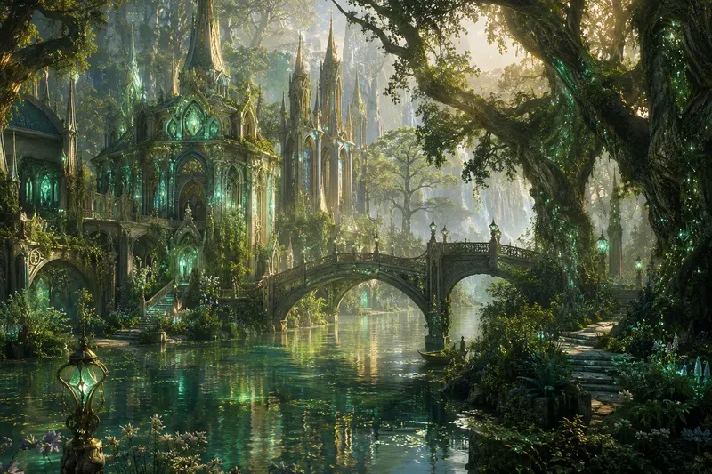 Enchanted Riverside Manor Dreamscape Art