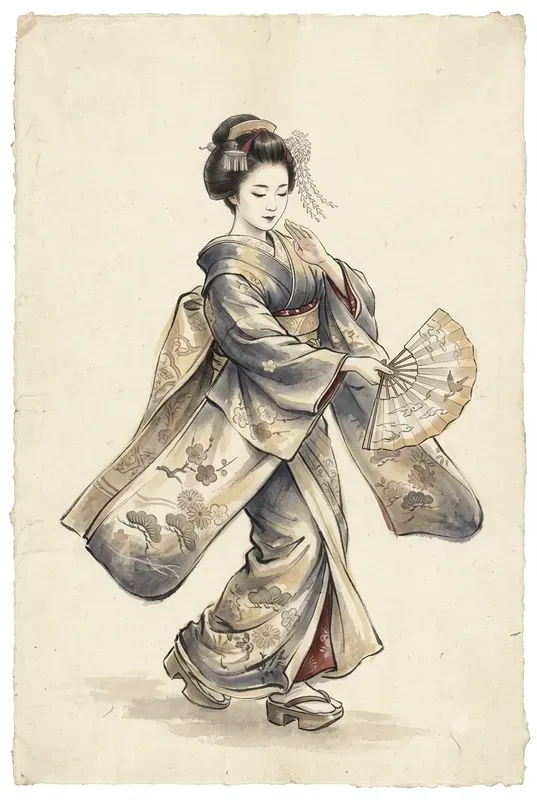 Nihonga Style Scenic Ink Art