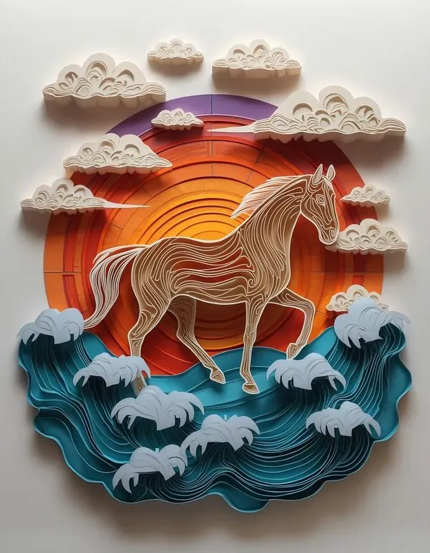 3D Layered Paper Cut Art Style