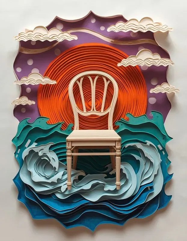 3D Layered Paper Cut Art Style