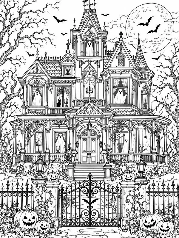 Creepy Halloween Adult Coloring Pages