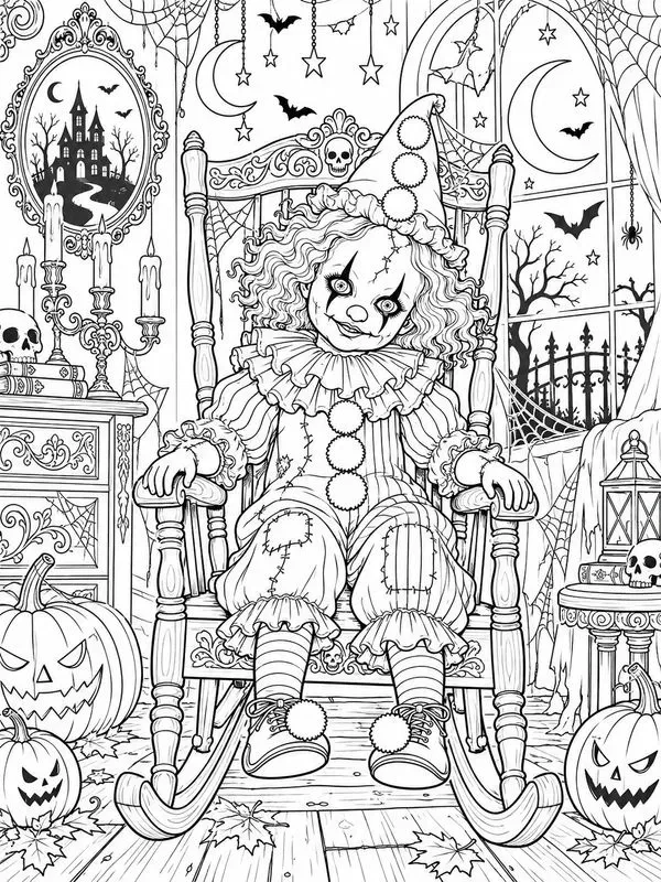 Creepy Halloween Adult Coloring Pages